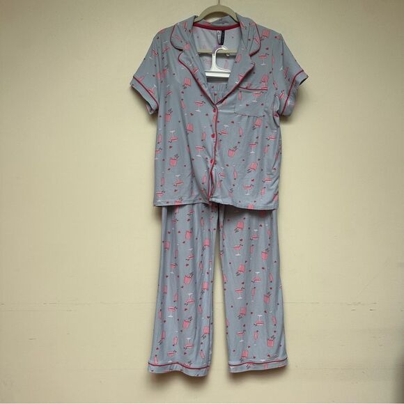 Jaclyn Intimates Wine Printed Notch-Collar Top & Pants Pajama Set Size XL - Picture 1 of 16